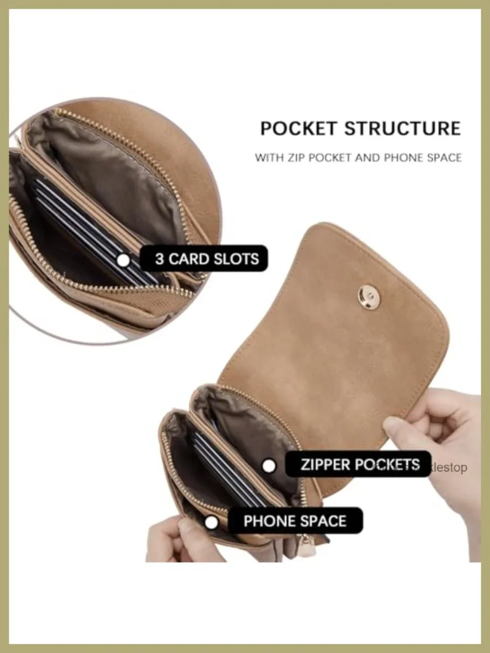 Vegan Leather Small Crossbody Bag with Phone Pocket Adjustable Strap